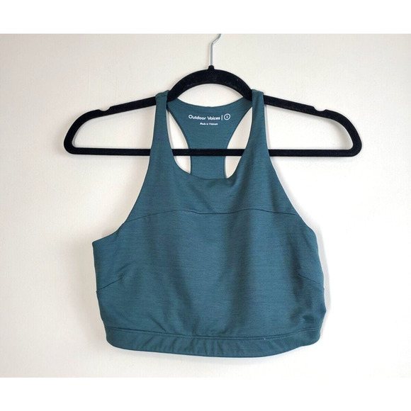 Outdoor Voices Womens Sports Bra Small Stretch Racerback Green TechSweat Crop - Picture 11 of 11